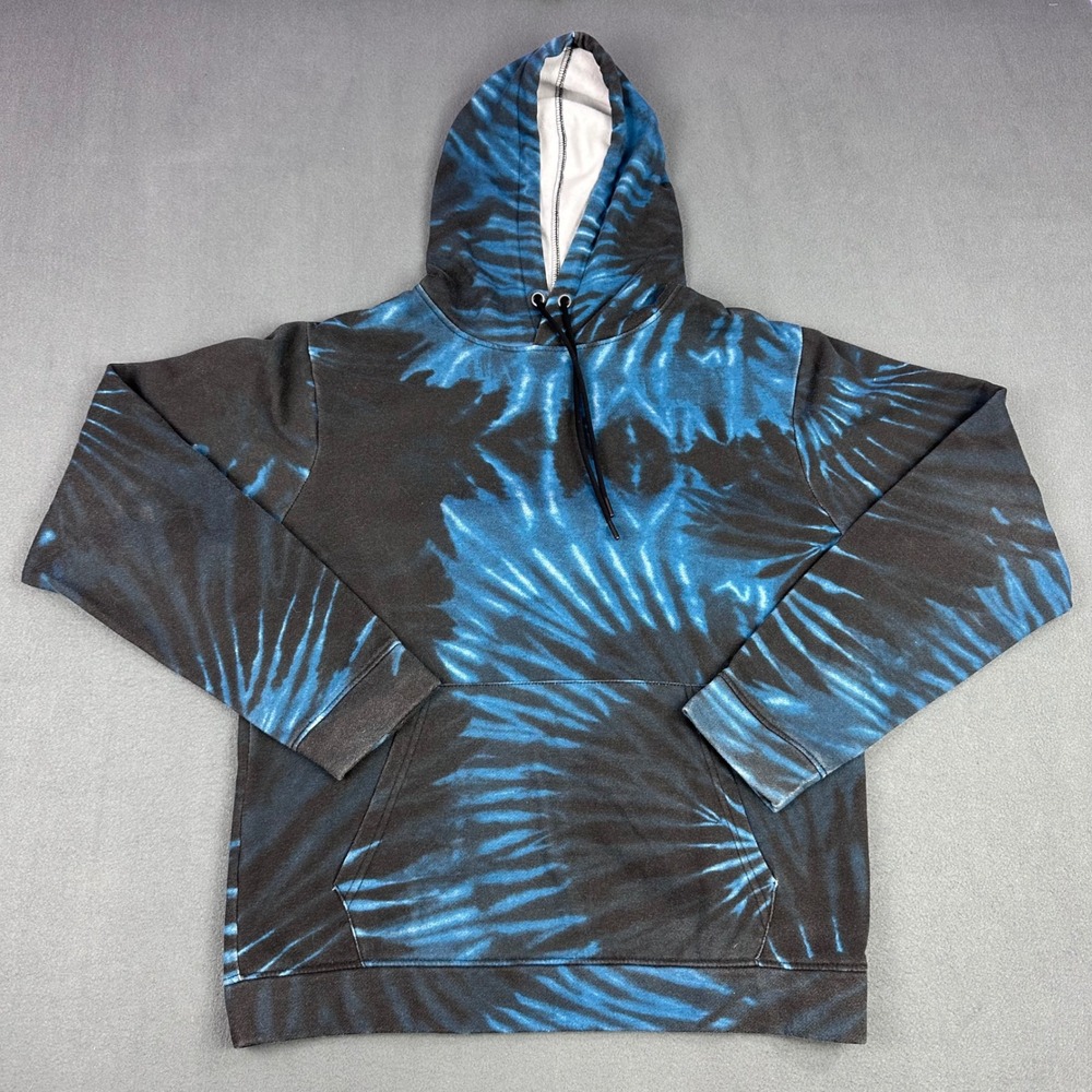 Ocean Current Mens Blue Black Tie Dye Pullover Hoodie Sweatshirt Size M